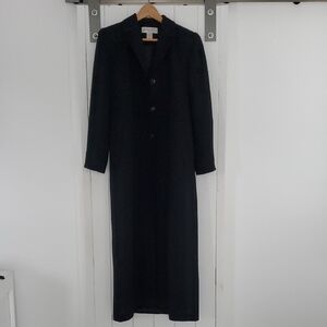 Larry Levine Elegant Black Long Trench Coat